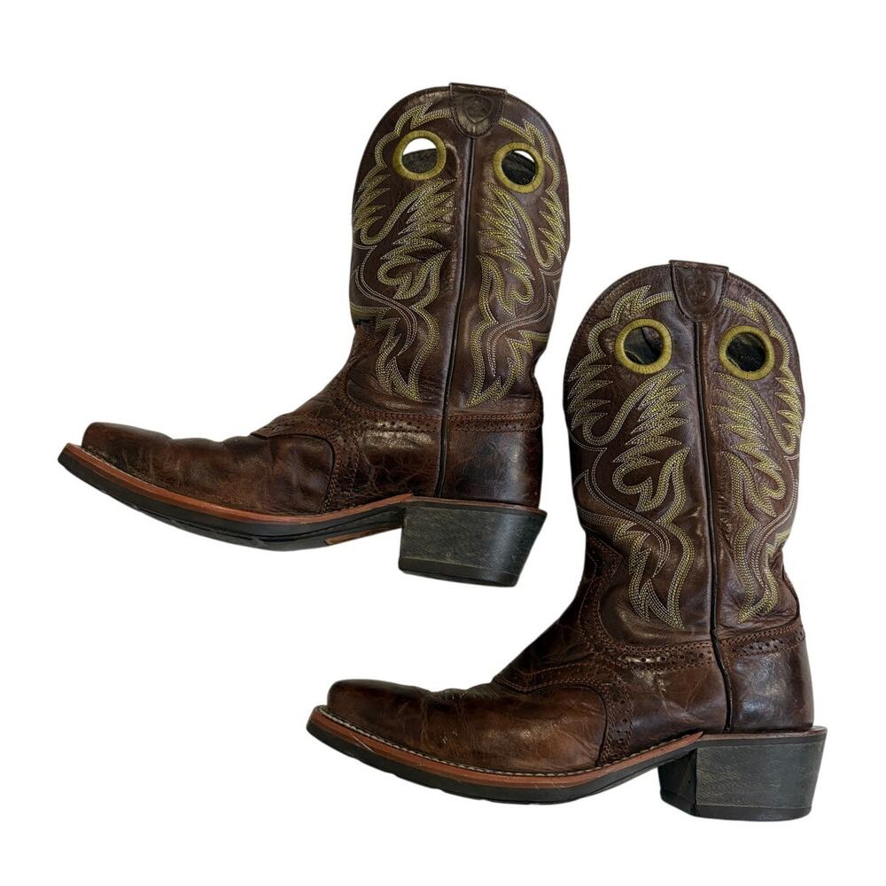 Ariat Thunder Brown Heritage Roughstock Leather Western Boots Mens 8D 10007850